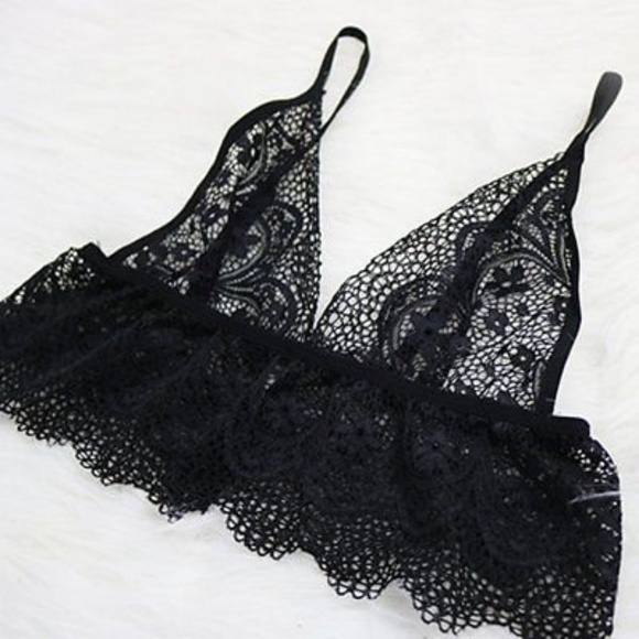 Black Chantilly Lace Bralette High Waist Panty Set - Picture 7 of 7